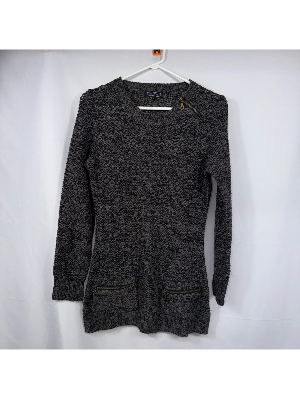 Effeci Creation Gray Marled Sweater Tunic Medium